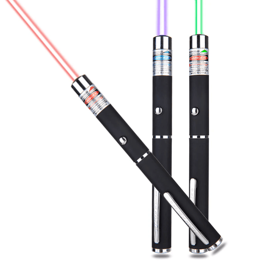 3-pack 900Mile Laser Pointer Pens with green, blue, and red visible beams
