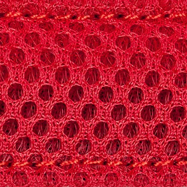 Breathable red mesh fabric of FeatherFit Comfort Collar for pets.