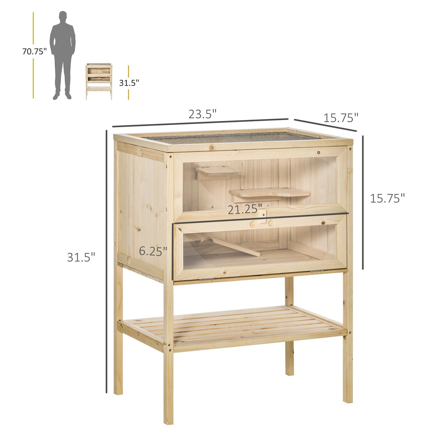 3-Tier Wooden Hamster Cage