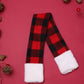 Christmas Series Dog Bib with red and black plaid pattern and white fleece cuffs on festive background