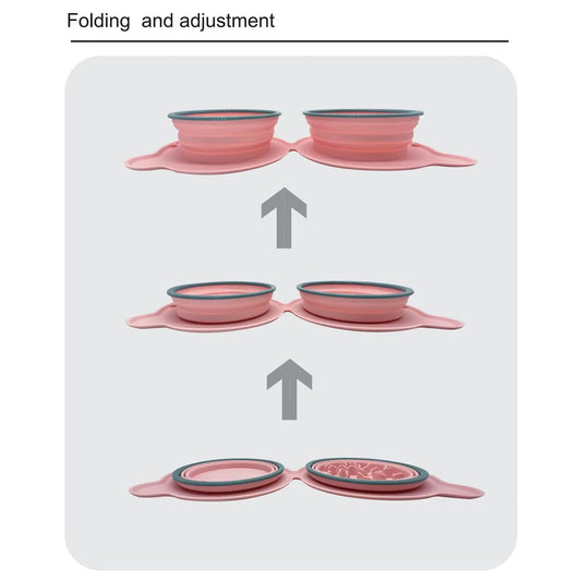 Collapsible Silicone Double Dog Bowl