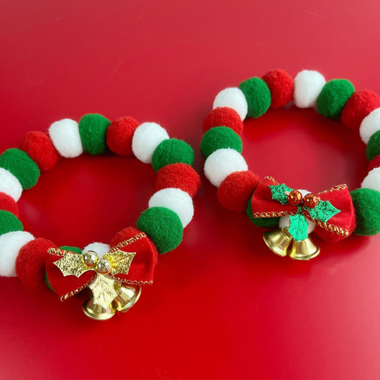Christmas Cute Dog Cat Plush Ball Necklace