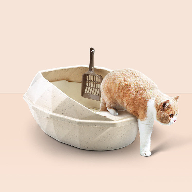 Plastic Anti-sputtering Diamond-shaped Semi-enclosed Cat Litter Box