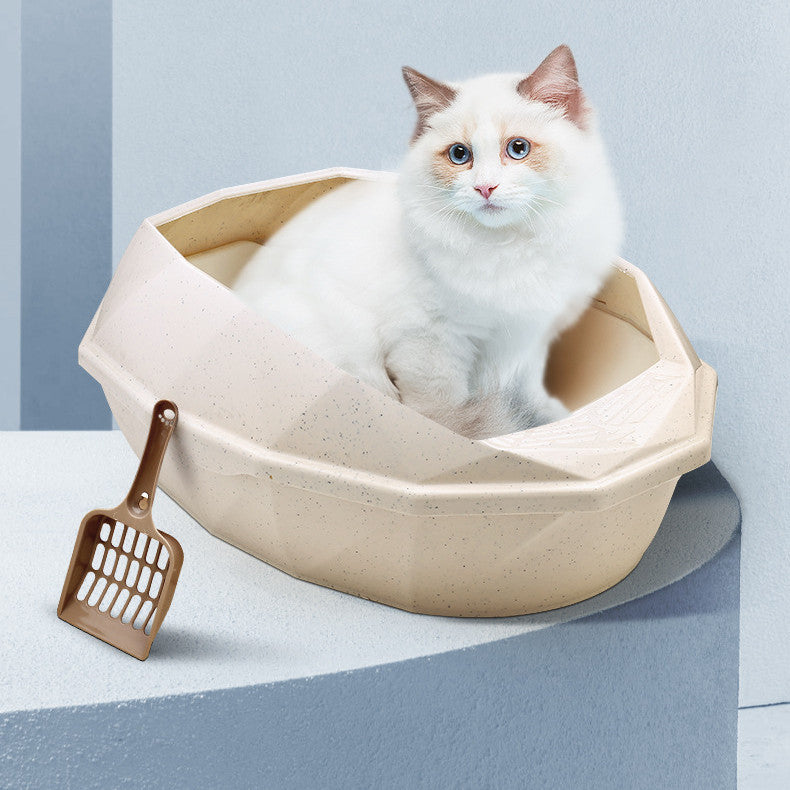 Plastic Anti-sputtering Diamond-shaped Semi-enclosed Cat Litter Box