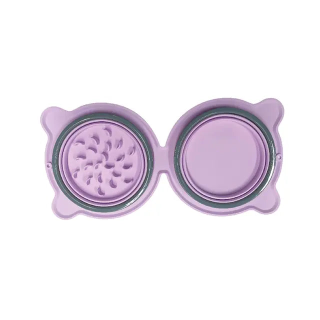 Collapsible Silicone Double Dog Bowl