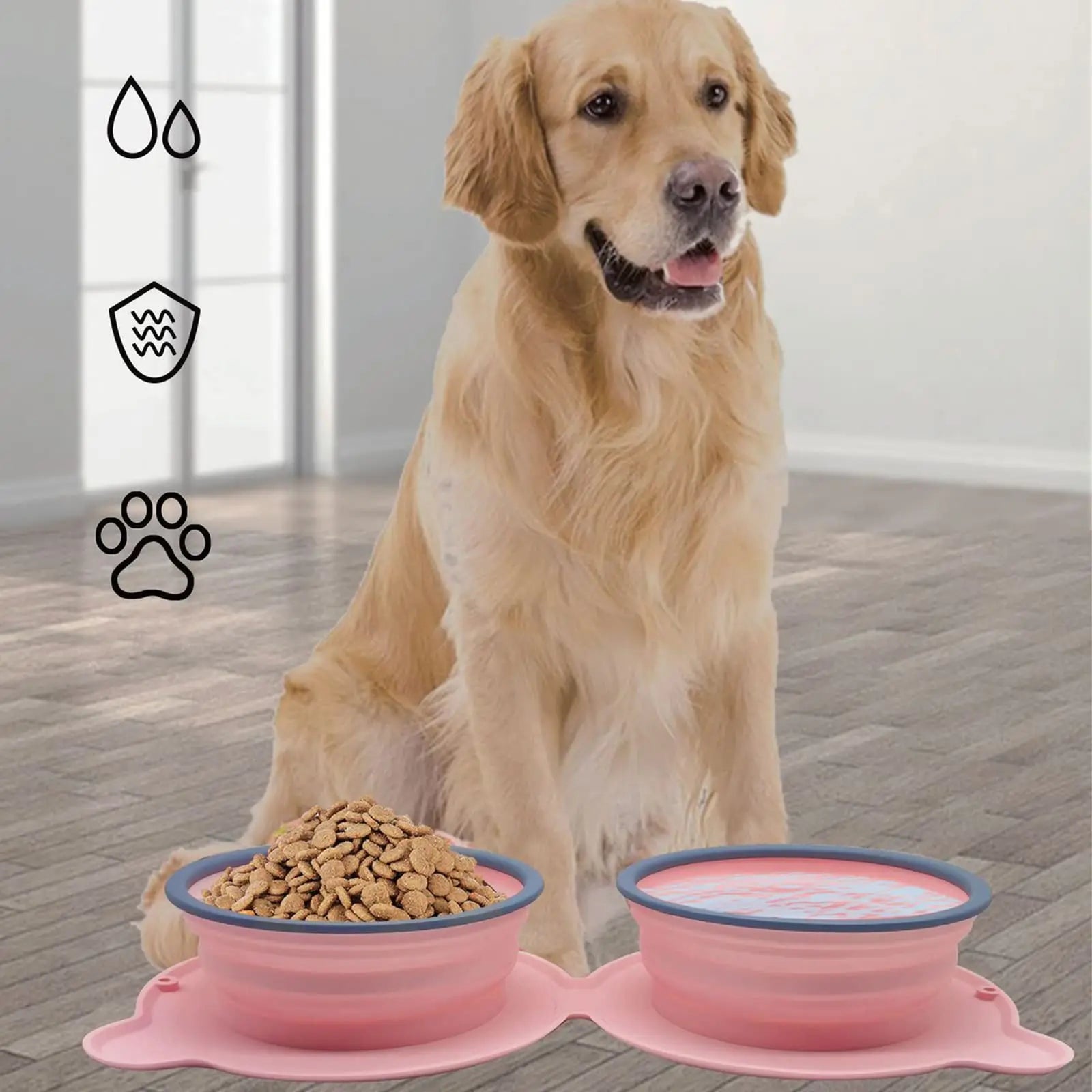 Collapsible Silicone Double Dog Bowl