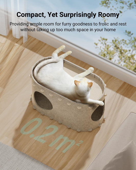 Cat House For Indoor Cats Cat Bed Cave For Multiple Scratch Resistant Peekaboo Cat Caves Foldable Cat Tunnel Enclosed Bed