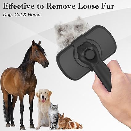 Shedding Brush Grooming Tool for dogs with stainless steel edge and ergonomic handle removing loose fur and reducing shedding