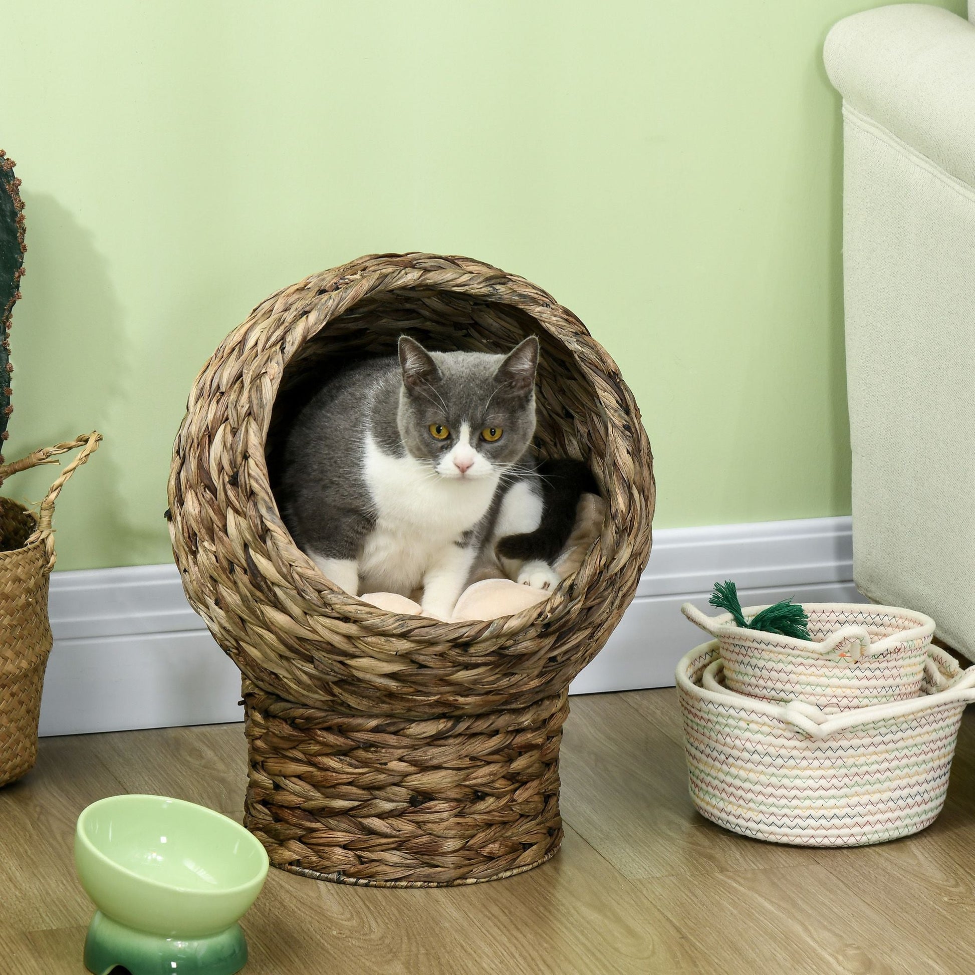 Natural Braided Elevated Cat Bed