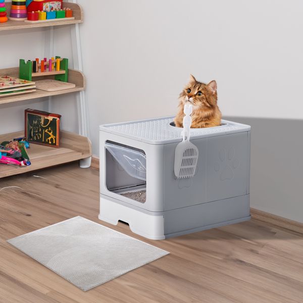 Large Enclosed Cat Litter Box