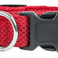 FeatherFit Mesh Comfort Collar, red, breathable lightweight design, adjustable, secure buckle, pet accessory.