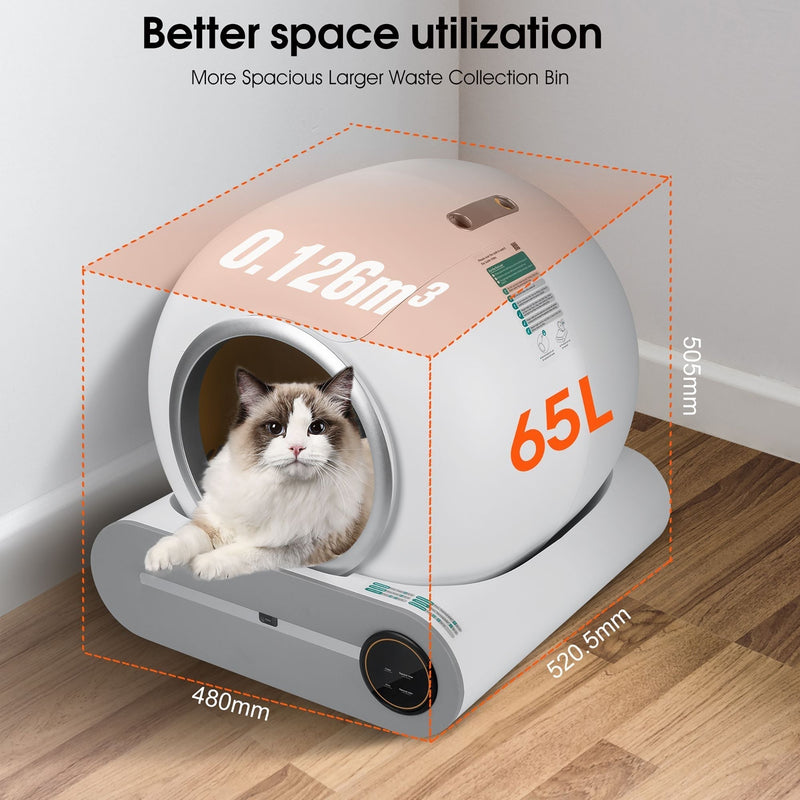 Self-Cleaning Cat Litter Box with Automatic Scooping & Odor Removal