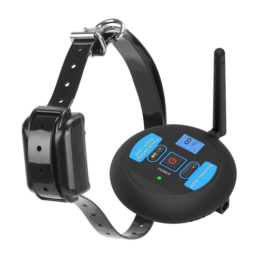 Wireless electric dog fence training and containment collar with adjustable beep, vibration, and shock modes for small to large dogs
