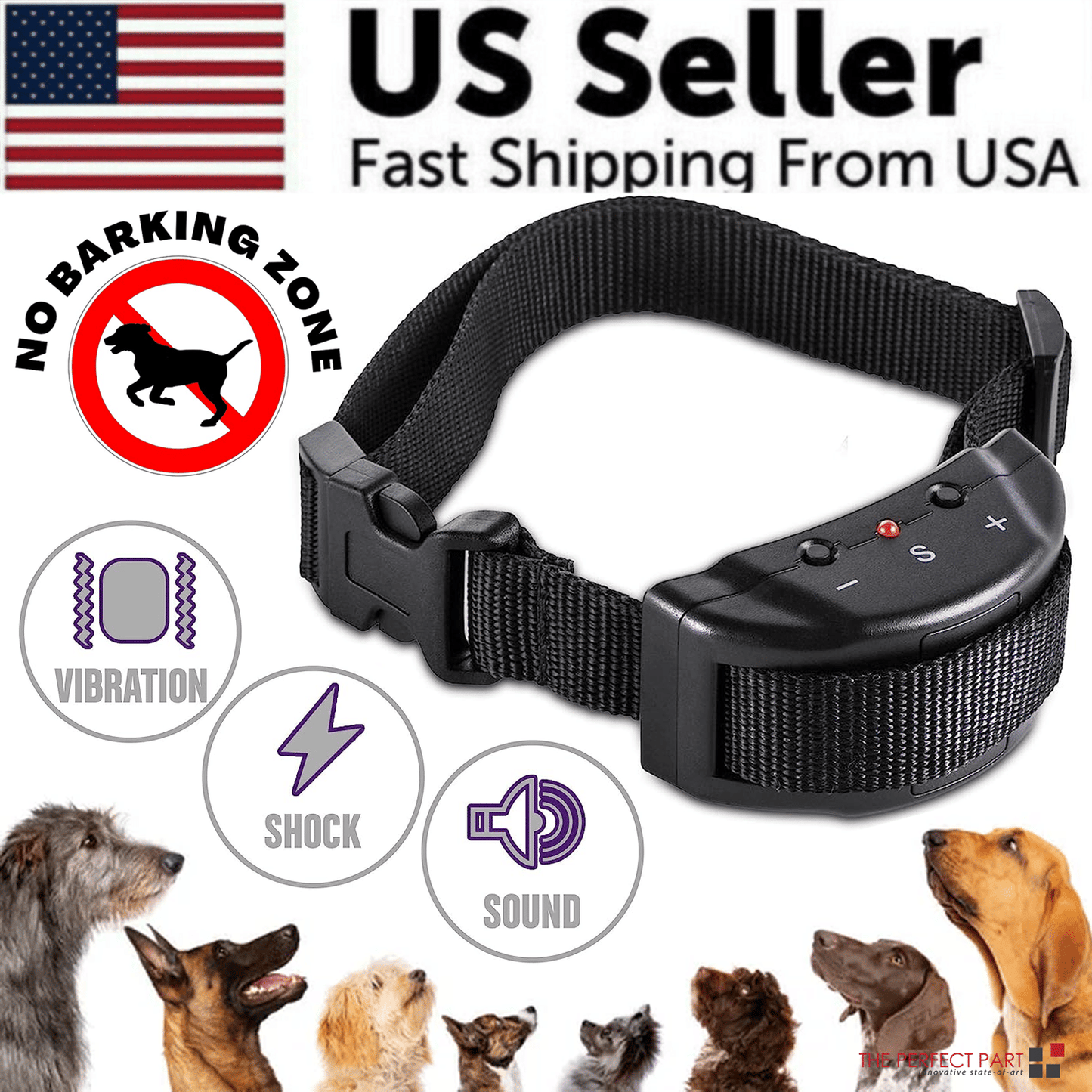 Automatic anti bark barking dog shock control collar device for large medium and small dogs