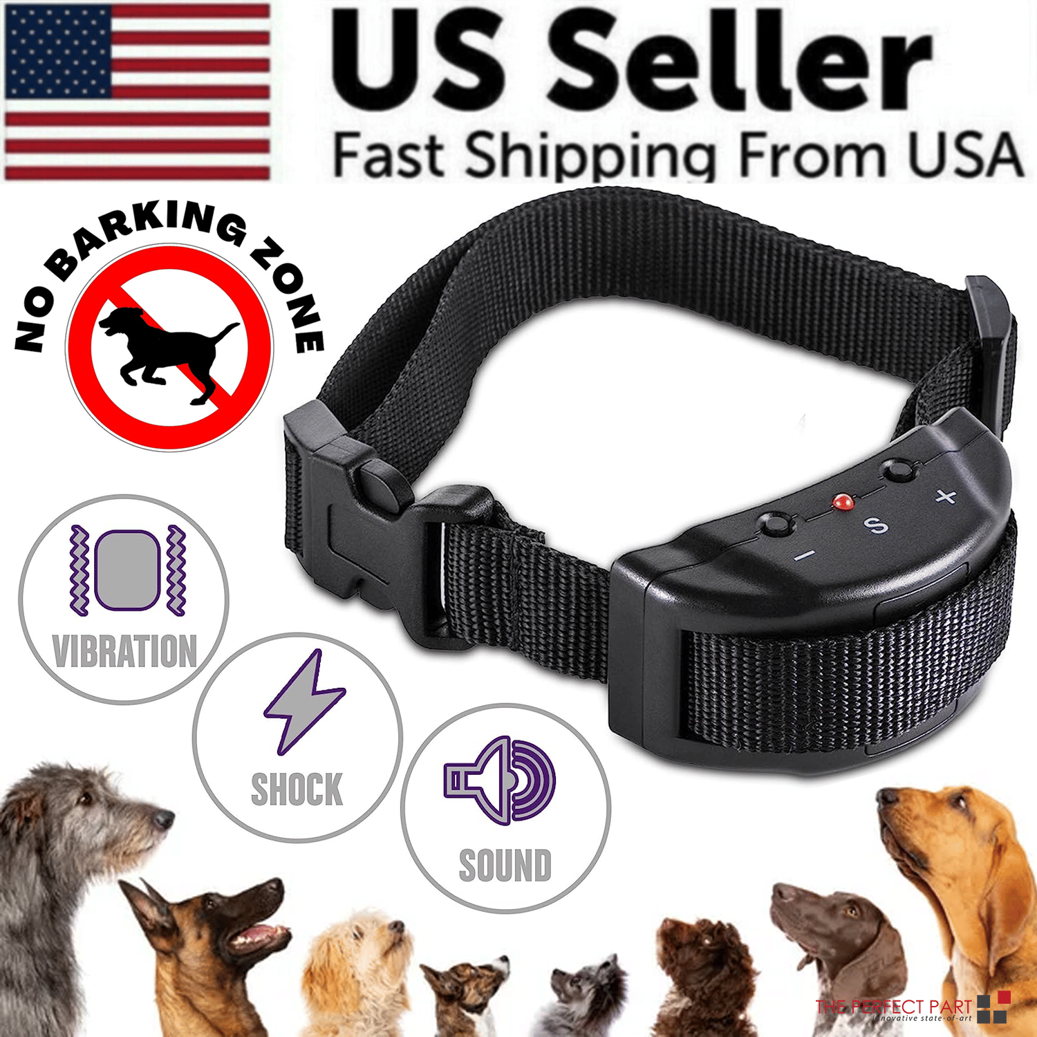 Automatic anti bark barking dog shock control collar device for large medium and small dogs