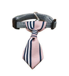 Adjustable pink vertical stripe pet neck tie collar for dogs and cats.