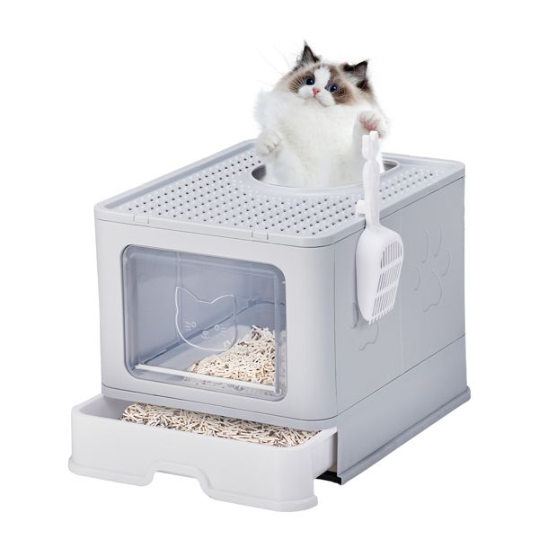 Large Enclosed Cat Litter Box