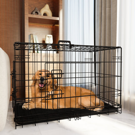 48 Inch Large Dog Crate with Divider & Leak-Proof Pan for Indoor and Outdoor Use