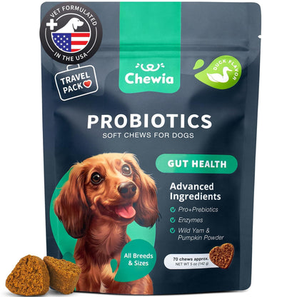 Gut Health Probiotic Chews for dogs, supporting digestion, immunity, and gut health with probiotics and natural ingredients.