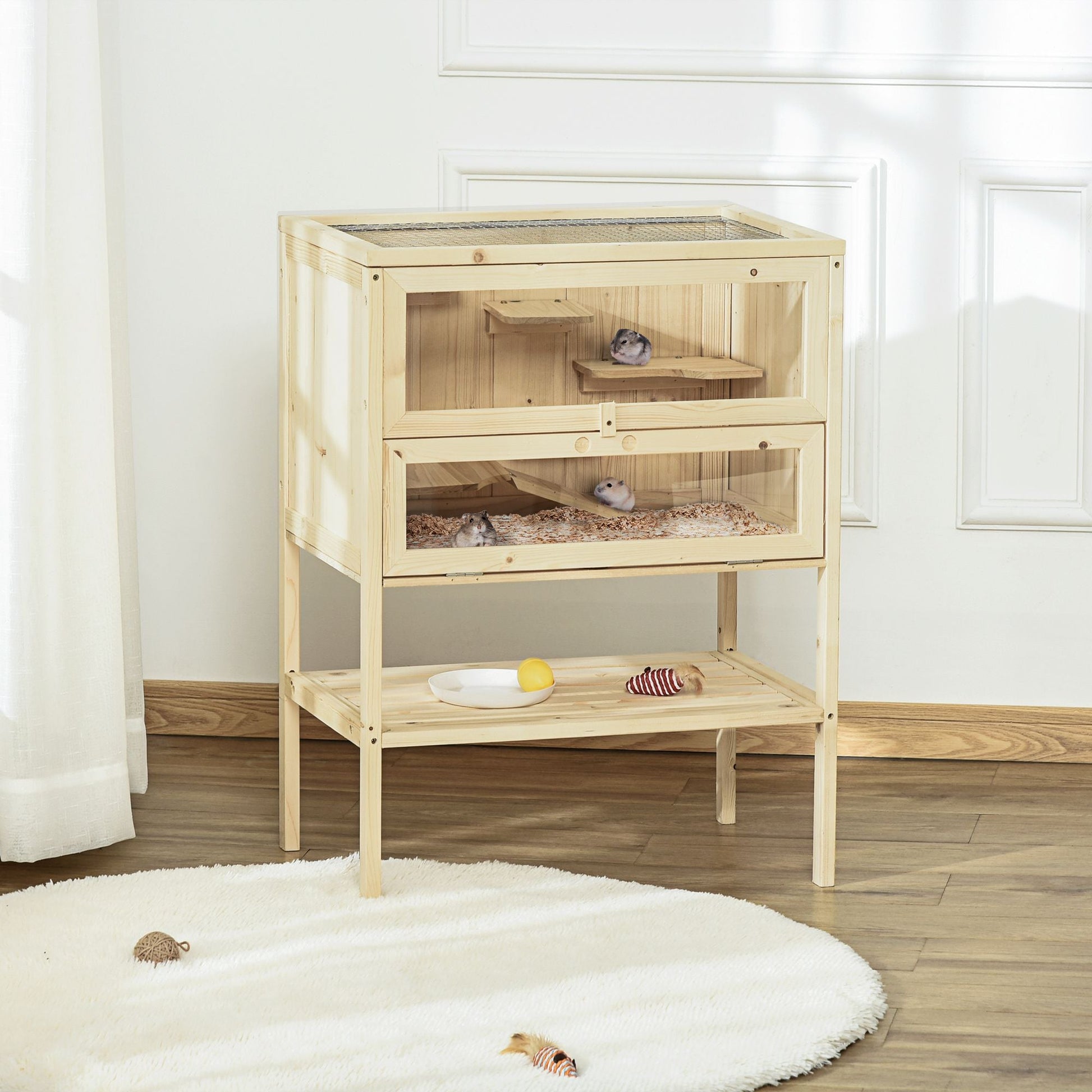 3-Tier Wooden Hamster Cage