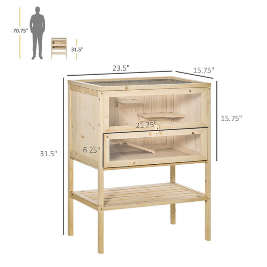 3-Tier Wooden Hamster Cage