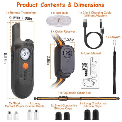 984FT Dog Training Collar| 984FT Dog Trainer | Long-Range Dog Collar | 3-Mode Dog Collar | Rechargeable Dog Trainer |Waterproof Dog Collar | Pet Training Collar | Dog Obedience Collar | Remote Dog E-Collar |Shock & Vibration Collar | Safety Lock Dog Collar |