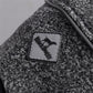 Water-repellent softshell dog jacket with patch detail, gray fabric.Water Repellent Softshell