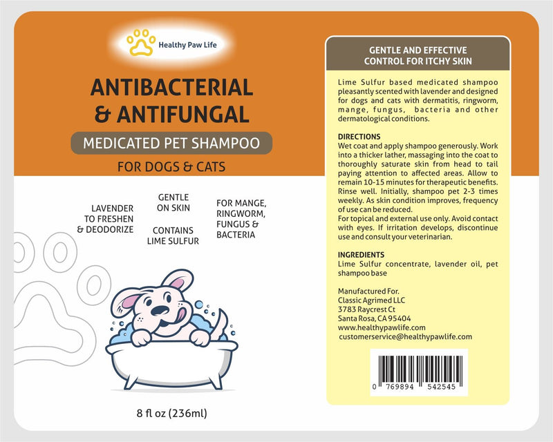 Soothe your pet’s itchy, dry, or irritated skin with Lime Sulfur Dog & Cat Shampoo. This veterinary-grade formula is specially designed to relieve common skin conditions like mange, fungal infections, and hot spots, leaving your pet’s coat clean and healthy.

Key Benefits:
Itch & Irritation Relief: Calms dry, itchy skin and soothes irritation caused by allergies or skin conditions.
Antifungal & Antibacterial: Helps manage mange, fungal infections, and hot spots with powerful lime sulfur properties.
Pet-Safe