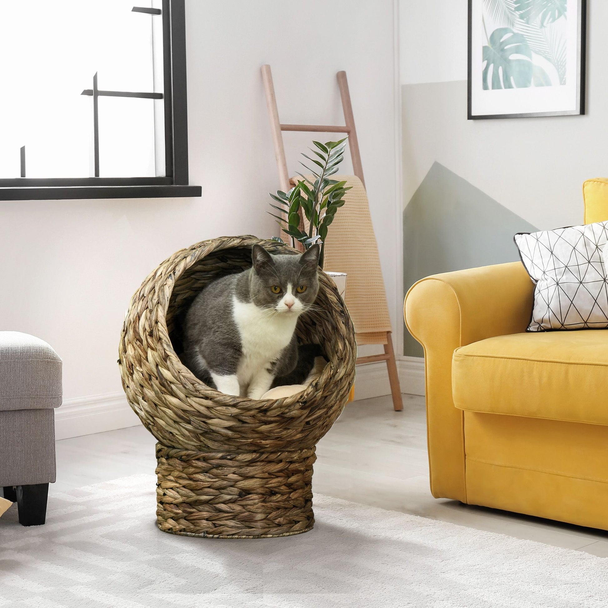 Natural Braided Elevated Cat Bed