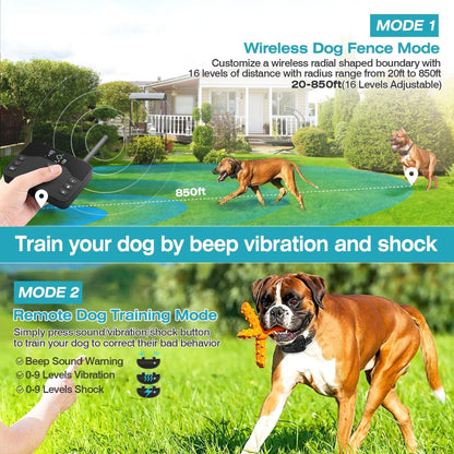 Wireless Electric Dog Fence| Wireless Dog Fence & Collar | 2-in-1 Dog Fence Trainer | Dog Training & Fence Collar |Pet Boundary & Training Collar | Electric Dog Fence System | Wireless Pet Training Collar |Dual-Mode Dog Trainer | Dog Fence & Trainer Combo | 2-in-1 Pet Trainer Collar |Dog Boundary Collar |