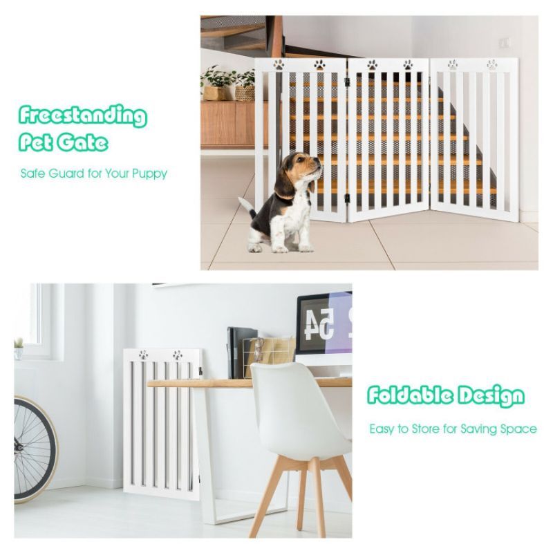36 Inch Folding Wooden Pet Gate