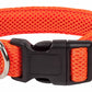 Orange FeatherFit Mesh Comfort Collar with adjustable design and quick-release buckle, ideal for pets of all sizes.