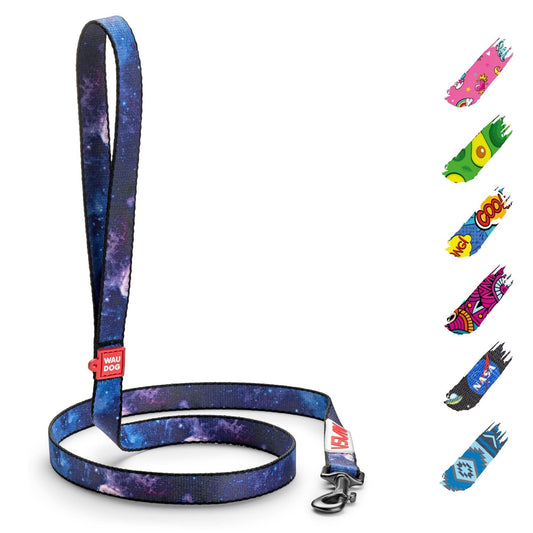 CosmicPaws Nylon Leash in NASA-inspired purple, durable 4ft leash for small to medium dogs.