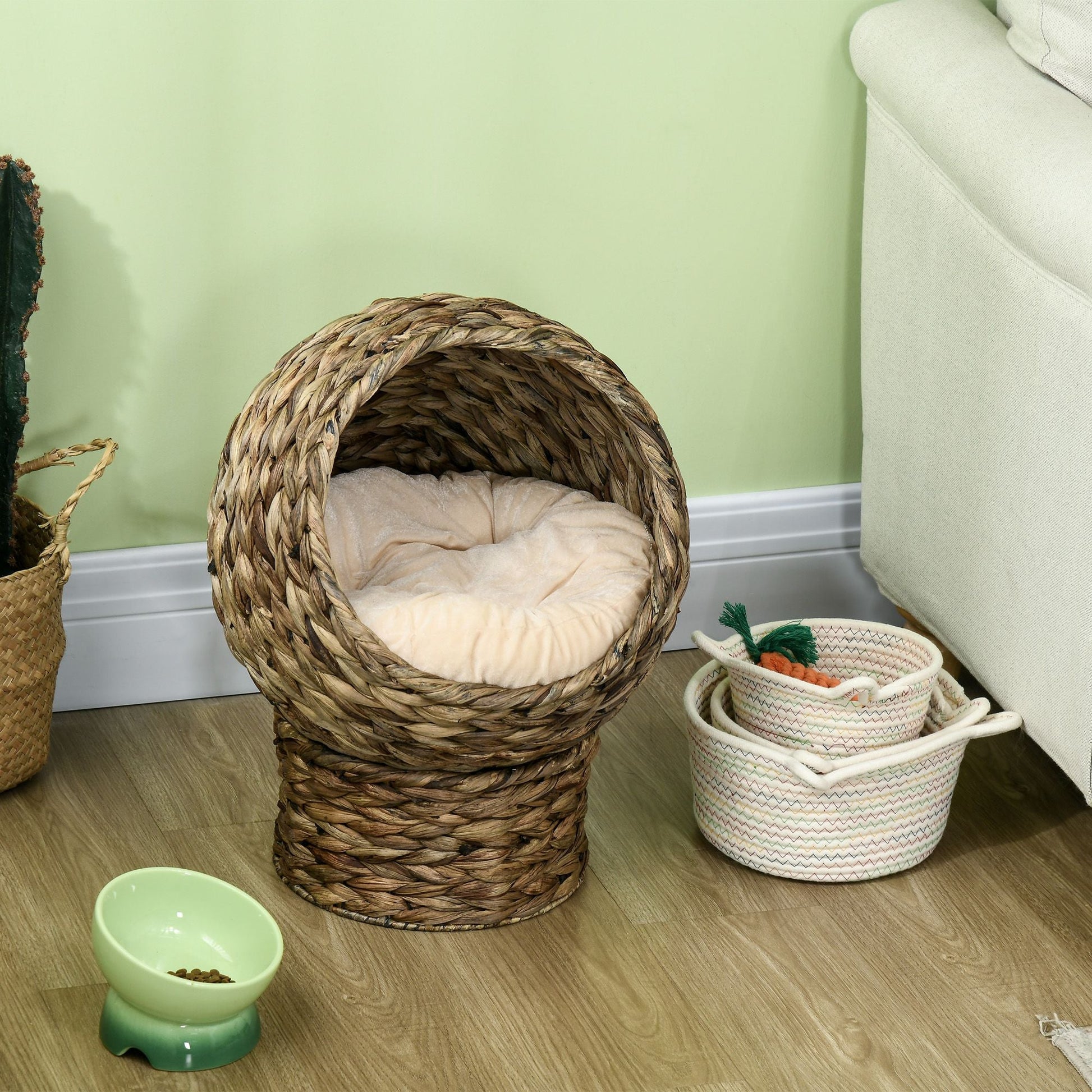 Natural Braided Elevated Cat Bed
