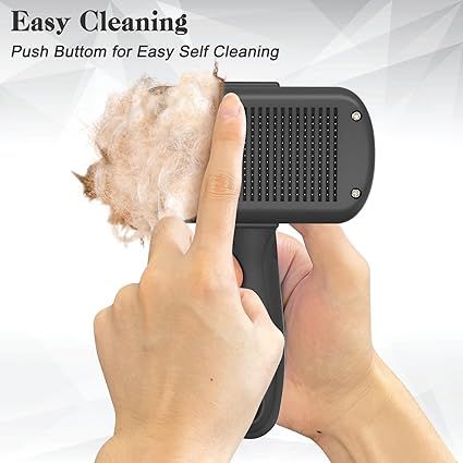 Shedding brush grooming tool with stainless steel edge and ergonomic handle for dogs