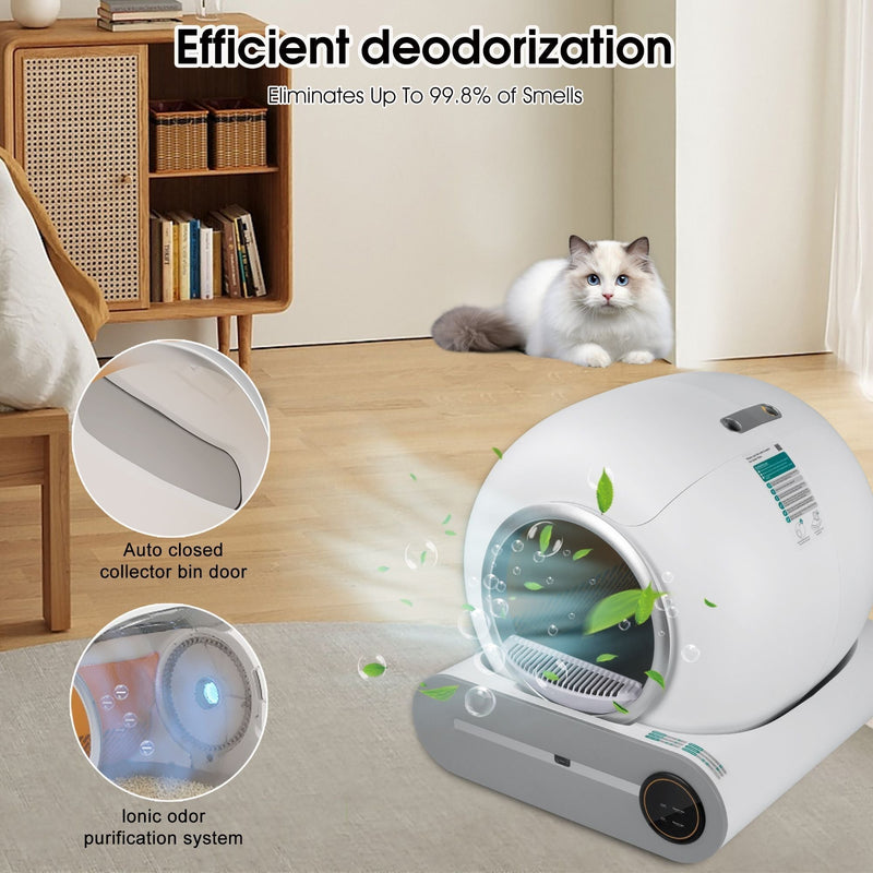 Self-Cleaning Cat Litter Box with Automatic Scooping & Odor Removal