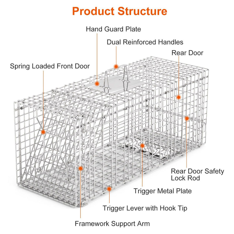 Humane Live Animal Trap Cage |Collapsible Cat & Rodent Trap |Galvanized Wire Animal Catch Cage |Catch-and-Release Animal Trap |Multi-Species Live Animal Trap |Humane Wildlife Catch Cage |Live Rodent and Small Animal Trap |Animal Containment Cage for Catch and Release |Fox and Raccoon Live Trap |Portable Humane Animal Trap
