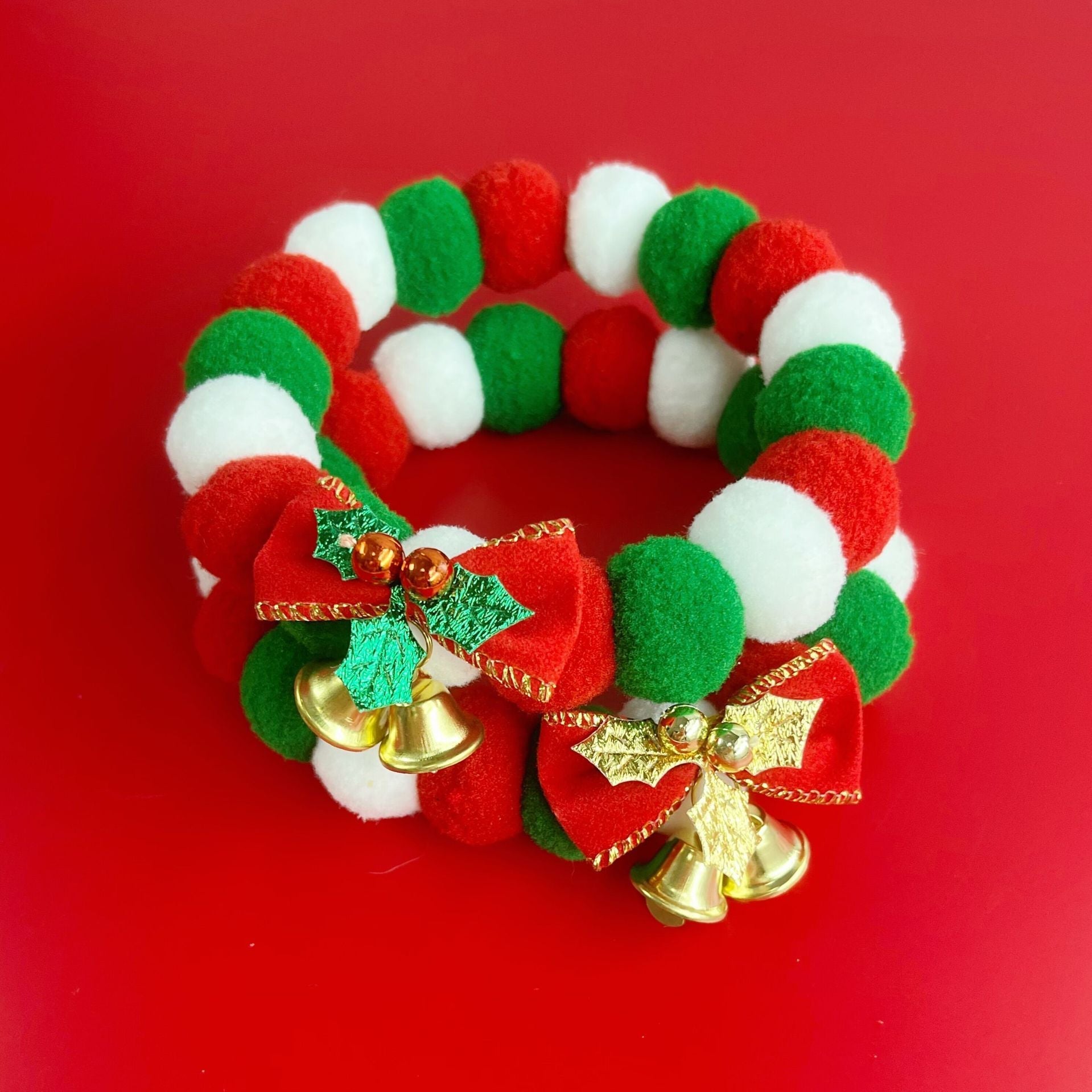 Christmas Cute Dog Cat Plush Ball Necklace